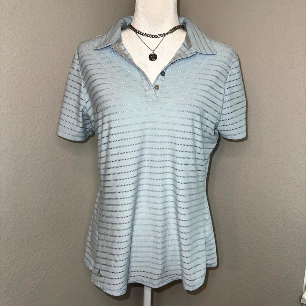 Adidas Climacool‎ Polo Shirt Women's Large Blue River Strand Golf Performance